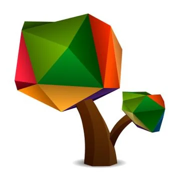 Stylized Low Poly Tree. Vector Illustration. Stock Illustration