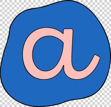 Stylized lowercase alpha letter is floating on blue wavy blob in flat style, Stock Illustration