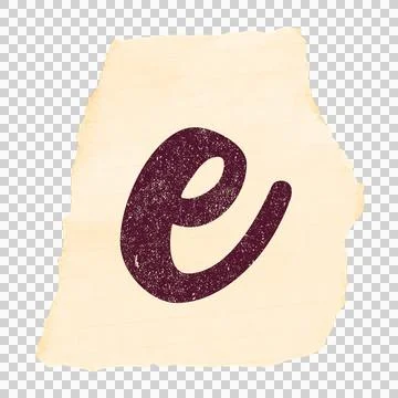 Stylized lowercase e floating on torn graph paper with distressed texture, Stock Illustration