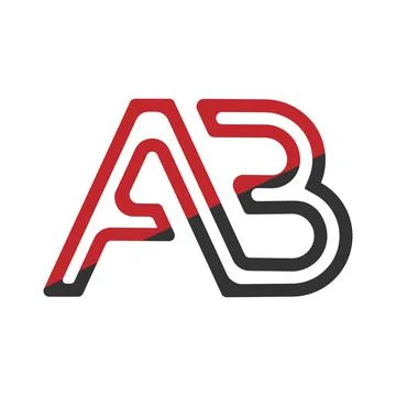 Stylized lowercase letters A and B, connected by a single line for logo, mono Stock Illustration