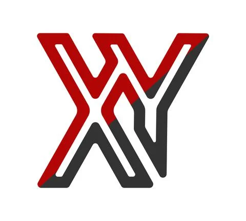 Stylized lowercase letters X and Y, connected by a single line for logo, mono Stock Illustration