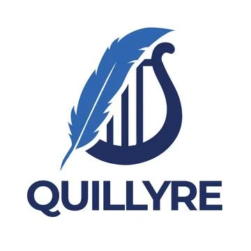 Stylized lyre with feather logo Stock Illustration
