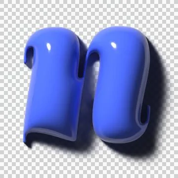 Stylized m is floating on transparent background, showing glossy 3D form with Stock Illustration
