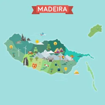 Stylized Madeira Map. Stock Illustration