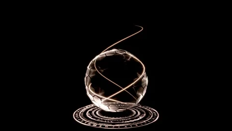 Stylized magic sphere with arcane barrier and swirling energy ribbons. Stock Footage 342052564