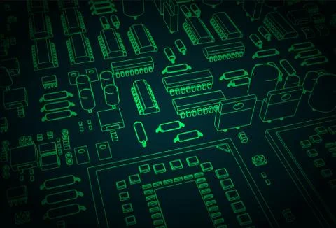 Stylized Mainboard closeup Stock Illustration