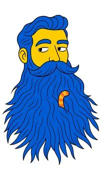Stylized Man with Blue Beard Illustrazione stock