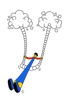 Stylized Man on Bubble Swing Stock Illustration