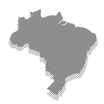 Stylized map of Brazil with a halftone dot shadow.Vector illustration. Stock Illustration