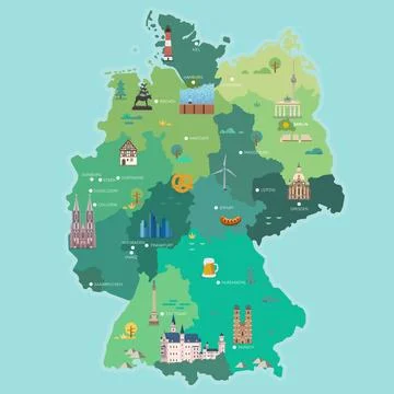 Stylized map of Germany. Stock Illustration
