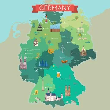 Stylized map of Germany. Stock Illustration