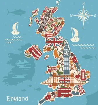 Stylized map of great Britain Stock Illustration