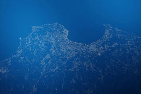 Stylized map of the streets of Algiers (Algeria) made with white lines on abs Stock Photos
