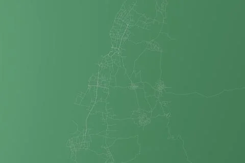 Stylized map of the streets of Moroni (Comores) made with white lines on gree Stock Photos