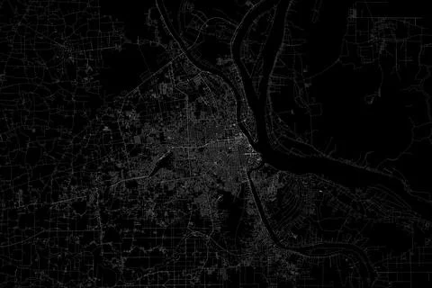 Stylized map of the streets of Phnom Penh (Cambodia) made with white lines on Stock Photos