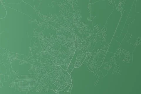 Stylized map of the streets of Praia (Cape Verde) made with white lines on gr Stock Photos