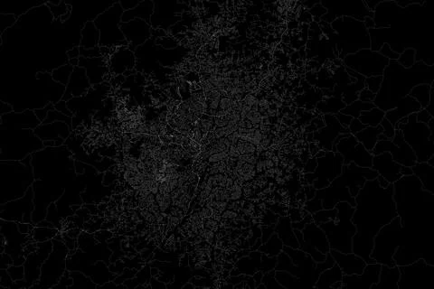 Stylized map of the streets of Yaounde (Cameroon) made with white lines on bl Stock Photos