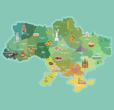 Stylized map of Ukraine. Stock Illustration