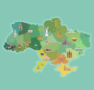 Stylized map of Ukraine. Stock Illustration