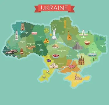 Stylized map of Ukraine. Stock Illustration