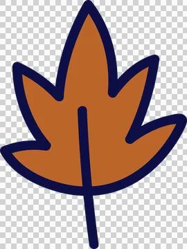 Stylized maple leaf shape is floating on transparent canvas, with thick dark 스톡 일러스트