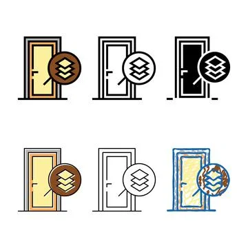 Stylized medium density fibreboard material door color icon vector Stock Illustration