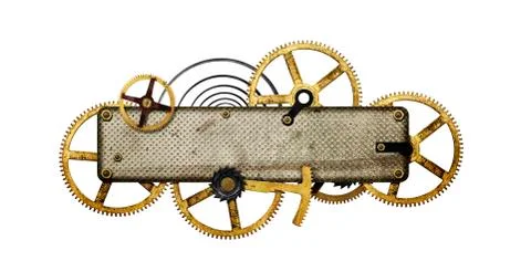 Stylized metal collage of clockwork Stock Photos