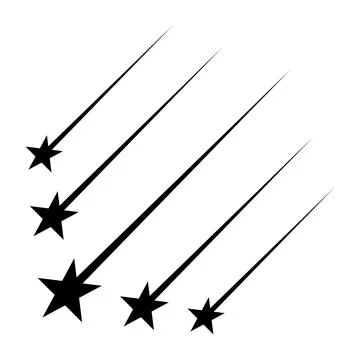 Stylized meteors with trails creating perspective depth and cosmic movement Illustrazione stock