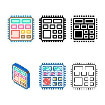 Stylized microcontroller electrical engineer color icon vector Stock Illustration