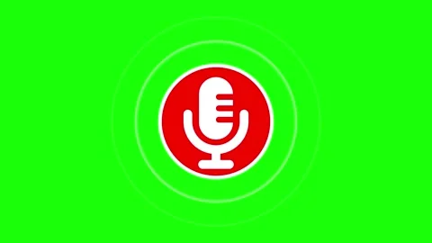 A stylized microphone icon in the center of concentric circles on a green b.. Stock Footage 304295555