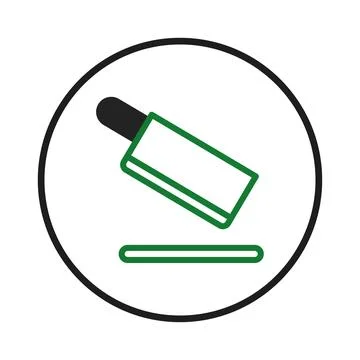 Stylized microscope illustration inside black circle representing laborator.. 스톡 일러스트