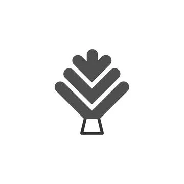 Stylized minimal tree icon with layered chevron fronds representing foliage.. Stock Illustration