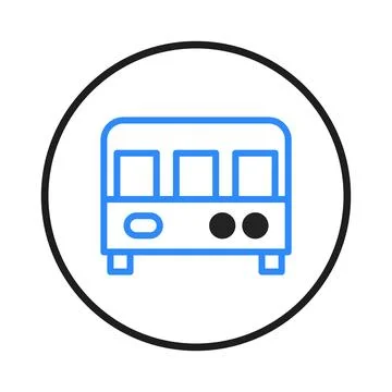 Stylized minimal vector bus illustration within circular frame evokes simpl.. Stockillustratie