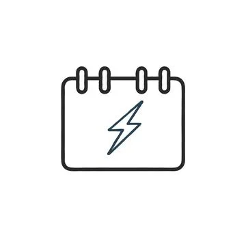 Stylized minimalistic calendar reminder with electrical power icon evokes u.. イラスト素材