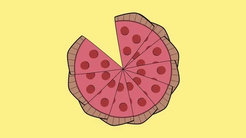 Stylized minimalistic pizza pie animation: Rotating Pizza slices Stock Footage 103552571