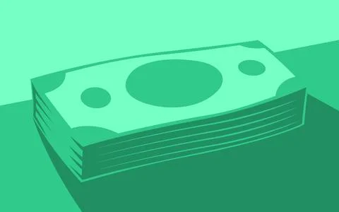 Stylized Mint Green Stack of Paper Money Banknotes Stock-Illustration