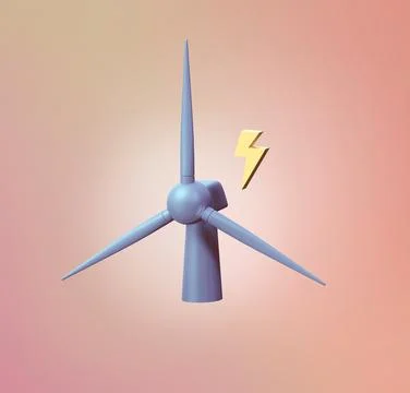 Stylized modern 3d icon object - windmill Stock Illustration