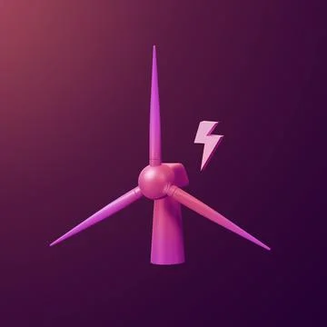 Stylized modern 3d icon object - windmill, Not gen Ai Stock Illustration