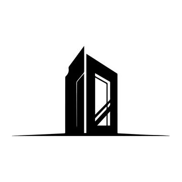 Stylized Modern Building Logo with Angular Design architecture Stock Illustration