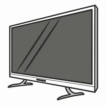 Stylized Modern Flat Screen Television Monitor Icon Stock Illustration