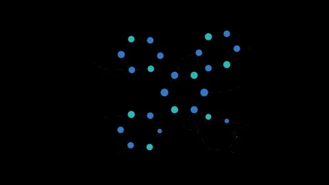 A stylized molecular structure or chemical compound diagram composed of glo.. Stock-Footage 345097412
