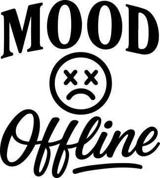 A stylized mood indicator showing offline with a sad face and crossed-out s.. Stock Illustration
