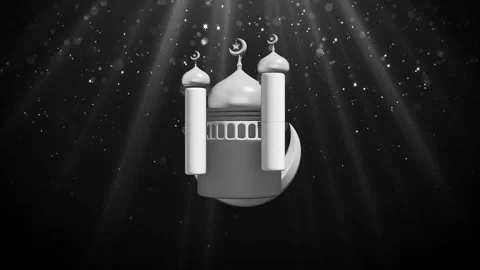 Stylized mosque with golden domes and crescent moon Loop Stock Footage 308228337