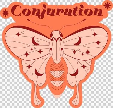 Stylized moth is flying in flat illustration on transparent background, showing Stock Illustration
