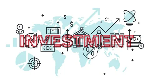 A stylized motion representing investment and finance with global icons and.. Stock Footage 340282480