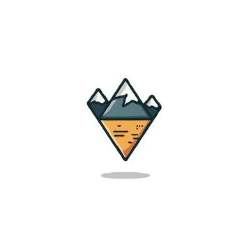 Stylized mountain peak emblem featuring snowy caps and textured slopes for .. 스톡 일러스트