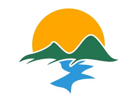 Stylized Mountain Summit Mark Icon Vector Design Stock Illustration