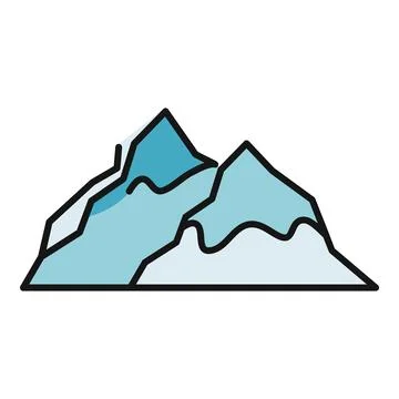 Stylized mountains with snowy peaks vector icon Stock Illustration