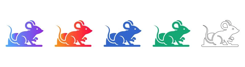 Stylized Mouse Icon Set Stock Illustration