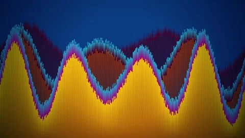 A stylized multi layered digital wave visualization in a seamless loop Stock Footage 341665556